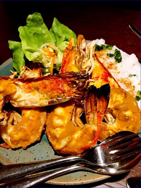 炭烧大头虾, char-grilled king prawns hk