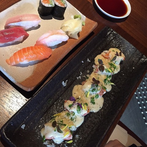 salmon with mustard yuzu sauce - very nice and fresh.